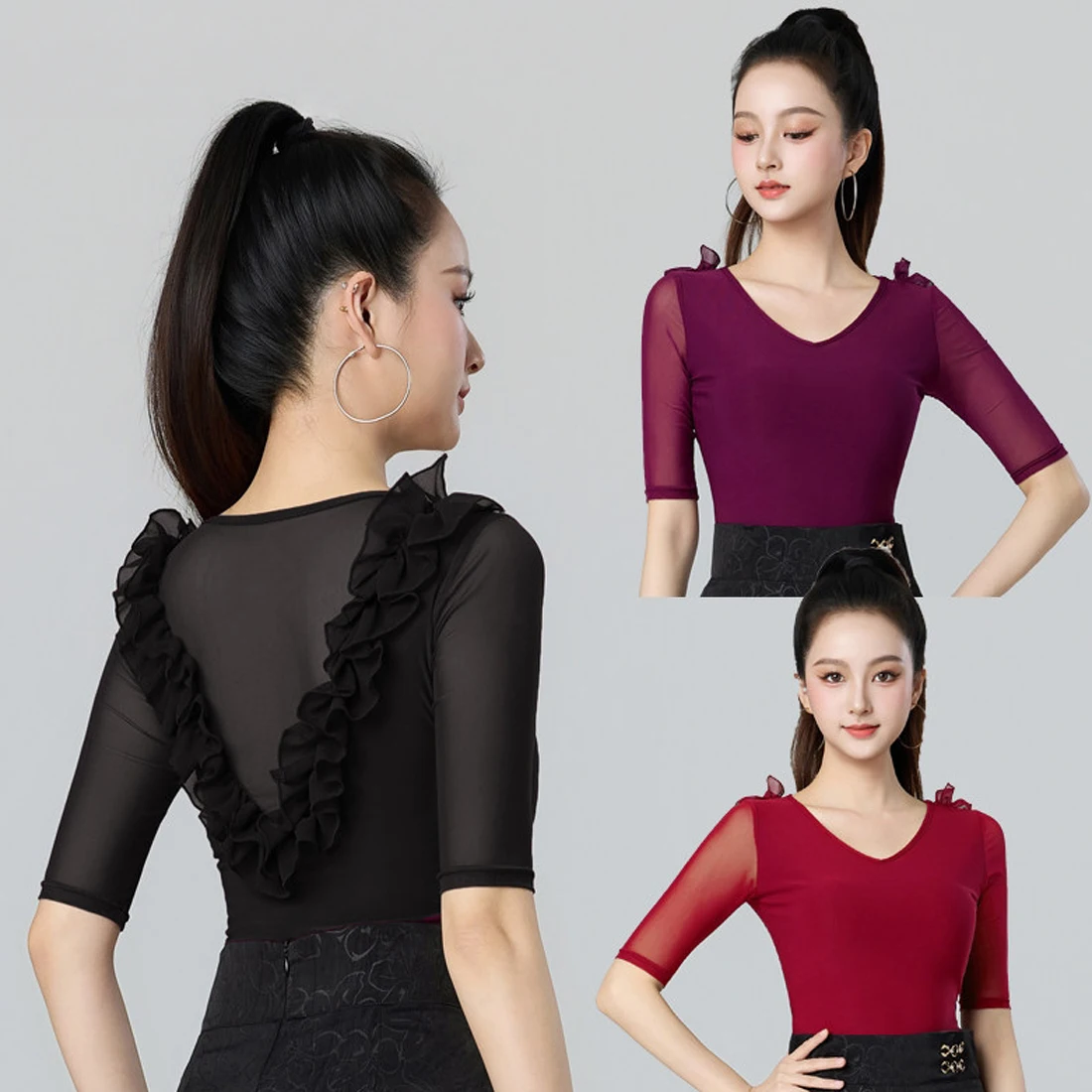 

Latin Dance New Tops Temperament Ballroom Dance Summer Competition Performance Modern Dance Practice Clothes
