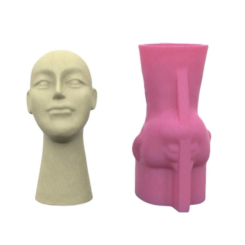 

652F Silicone Vase Molds Planter Mold Human Face Silicone Flowerpot Mold Suitable for Crafting Vase Planter