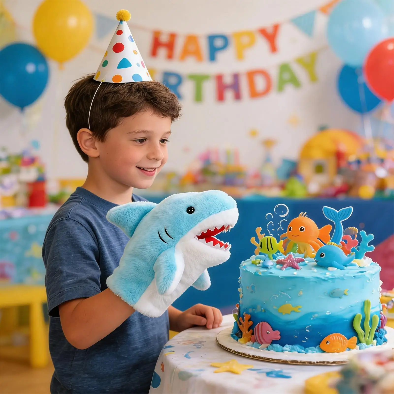 دمية يد القرش الساخنة الحياة مثل الدمى القطيفة لعبة تفاعلية مع فم متحرك دمى يد قطيفة ناعمة للأطفال والكبار #1