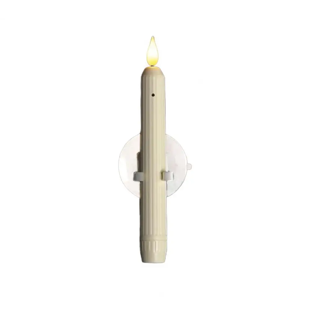 Lilin Jendela Tanpa Api Lilin Jendela LED Tanpa Api dengan Sensor untuk Dekorasi Natal Lampu Kolom Lancip dengan Cup Penghisap