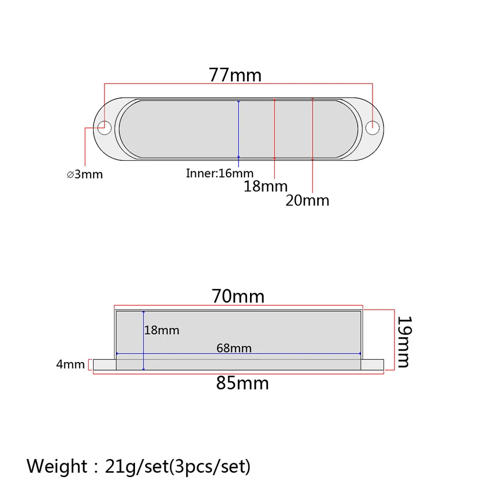

3 Pcs Guitar Parts Sealed Plastic Lid Single Coil Pickup Cover Milky Yellow Copper Eyes