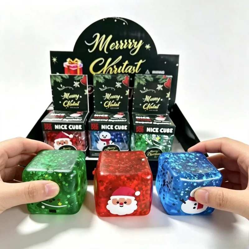Brand-new Christmas Tree Toys Pinch Music To Decorate Christmas Gifts Vent Ball Cube Slow Rebound Maltose Ice Cube Toys