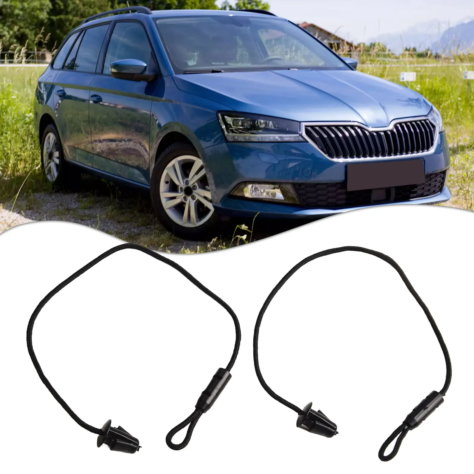 Original 2pcs Car Parcel Shelf String Set For Skoda Fabia 2014-2021 6v6863634 Replacement Accessories Black