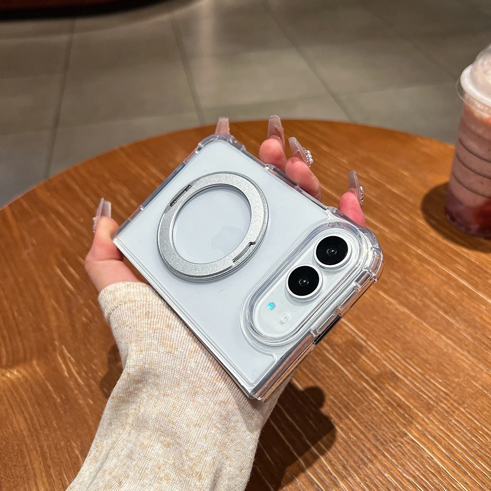 360 ° Drehbarer Ständer für MagSafe Clear Case für iPhone 18 Duo 17 Air 16 E 15 14 Plus 13 12 Pro Max, magnetische Halterung, Anti-Fall-Schutzhülle – Detail 7