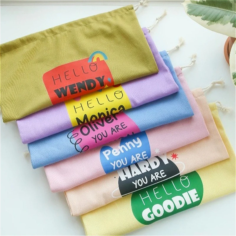 Custom Name Print Cotton Mesh Net Shopping Tote Bag With Drawstring Pouch Reusable  Storage Bag Personalized Eco Friendly Gift