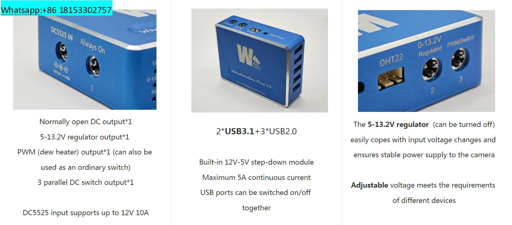 WandererBox PLUS V3 Astro USB+DC Powerbox ASCOM kompatibel