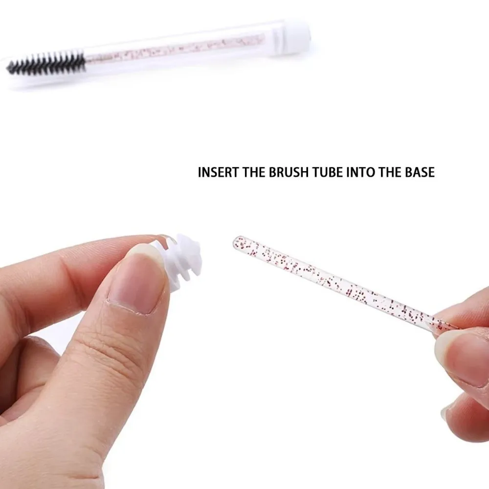 Spazzole per ciglia scintillanti portatili riutilizzabili in tubi Bacchetta per mascara con custodia contenitore Spoolies per ciglia Strumenti per il trucco
