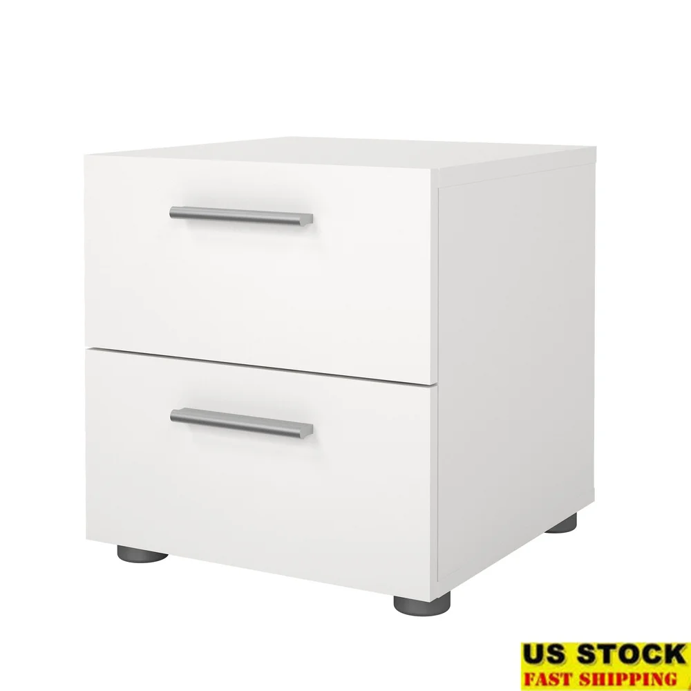 

Sleek 2 Drawer Nightstand Bedroom Storage Modern Design Easy Assembly Compact Furniture Adults Scandinavian Style