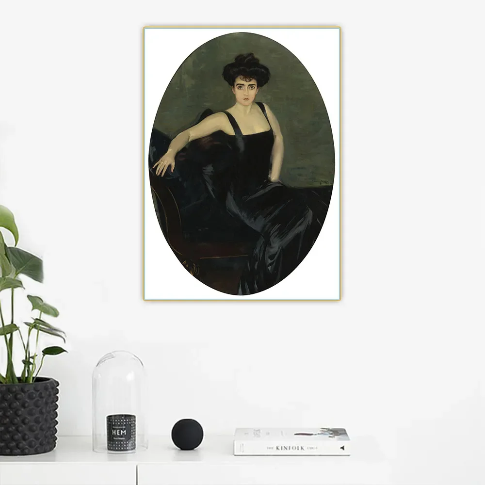 Citon Joaquin Sorolla《Portrait of Mrs.Esperanza Conill de Zanetti》Canvas Art Oil Painting Backdrop Wall Decor Home Decoration