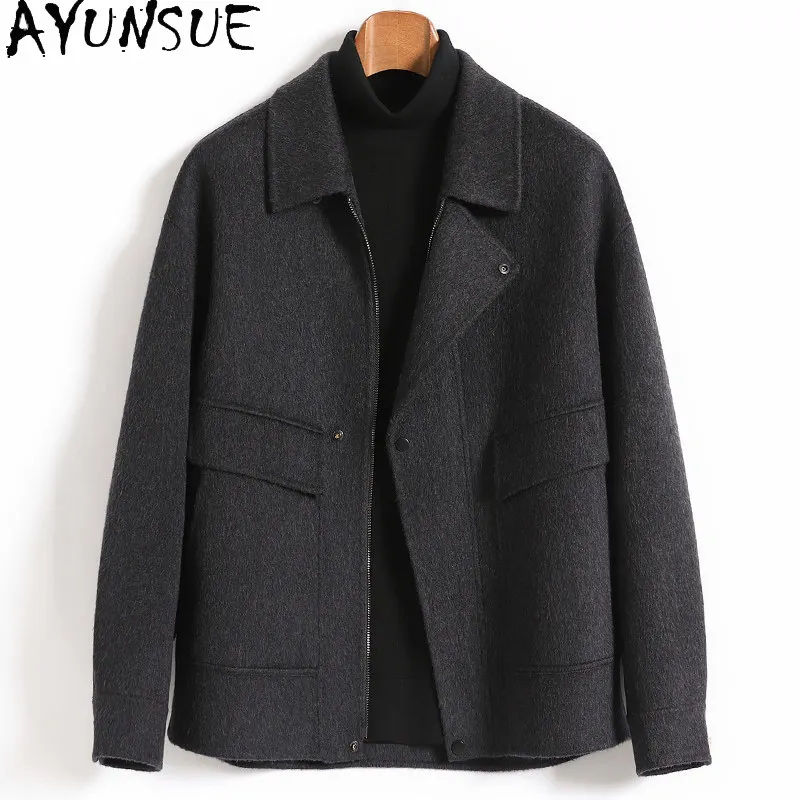 AYUNSUE New Fashion 100% Wool Coat Man Clothing 2026 Autumn Winter Double-sided Woolen Jacket Loose Short Wool Coats and Jackets