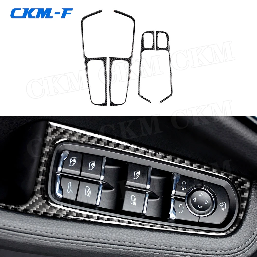 

Carbon Fiber Car Window Lifter Switch Button Panel Trim Frame Stickers Cover for Porsche Macan 2015-2018 Interior Accessories