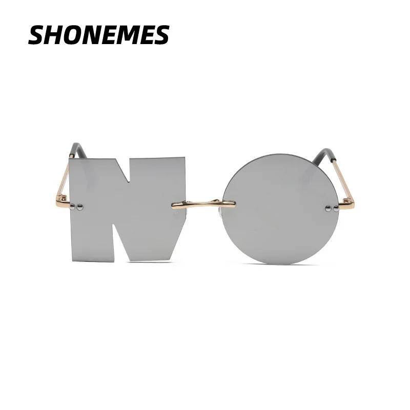 SHONEMES Rimless NO Sunglasses Stylish Funny Asymmetrical Shades Party Outdoor UV400 Sun Glasses for Women Men