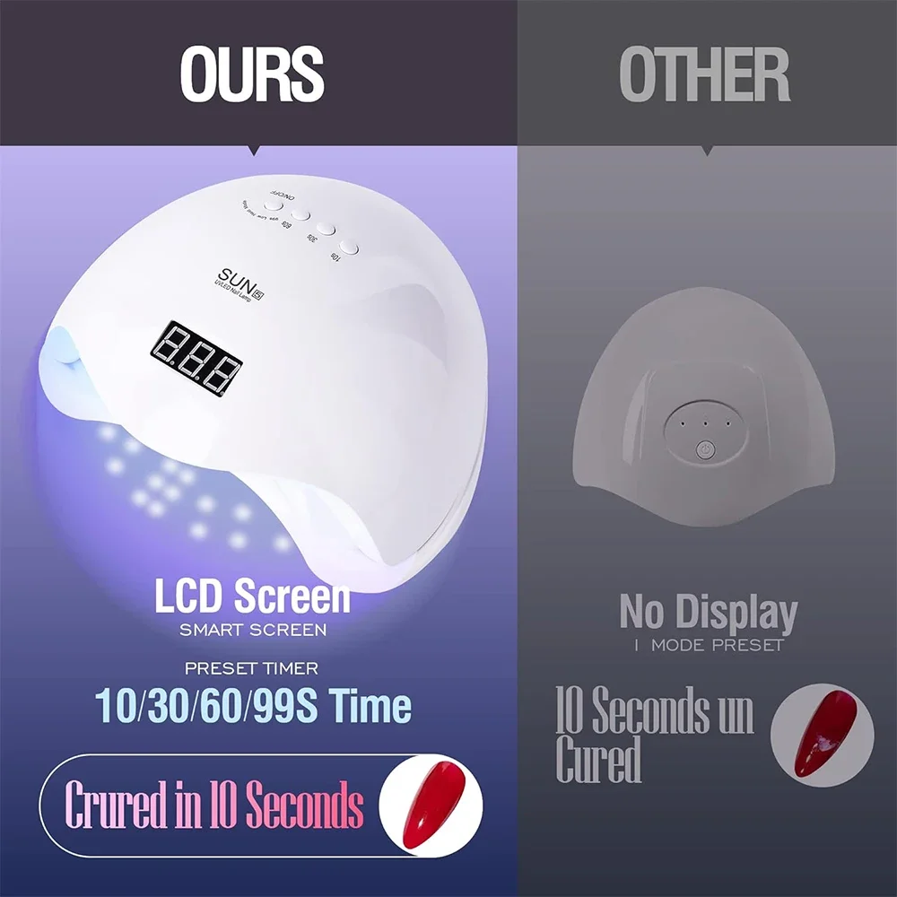 48 W nageldroger gel nagellak uithardend LED UV-licht met 4 timers automatische sensor LCD-scherm professionele nail art tools