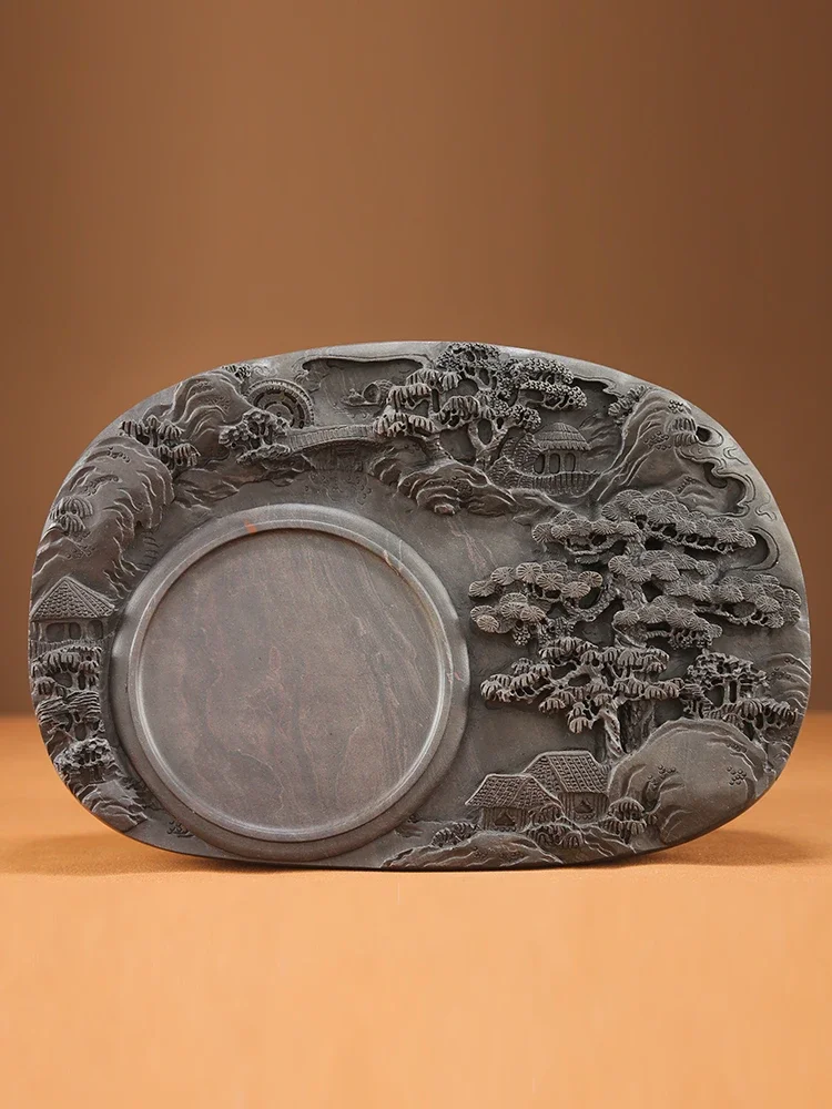 Inkstone, Zhaoqing Duan, inkstone, raw stone, natural handmade landscape,