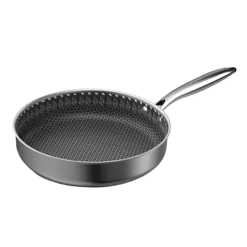 

Frying Pan with Glass Lid 26/28cm Stainless Steel Honeycomb Skillet Uncoated Kitchen Cookware Induction Cooker Gas Stove Fry Pan