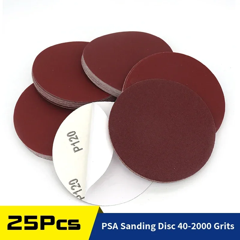 25 Pcs 5 Inch 6 Inch PSA Sanding Discs Aluminium Oxide Self Adhesive 40-2000 Grit Sandpaper for Metal Car Grinding and Polishing