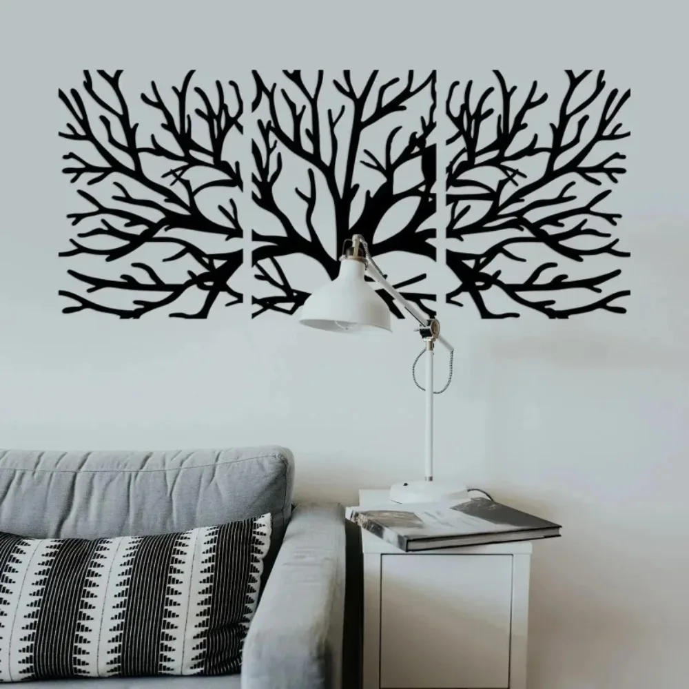 

Stunning Metal Wall Art - Tree of Life Decor in 3 Panels, Vintage Design Perfect for Living Room/Home Decoration