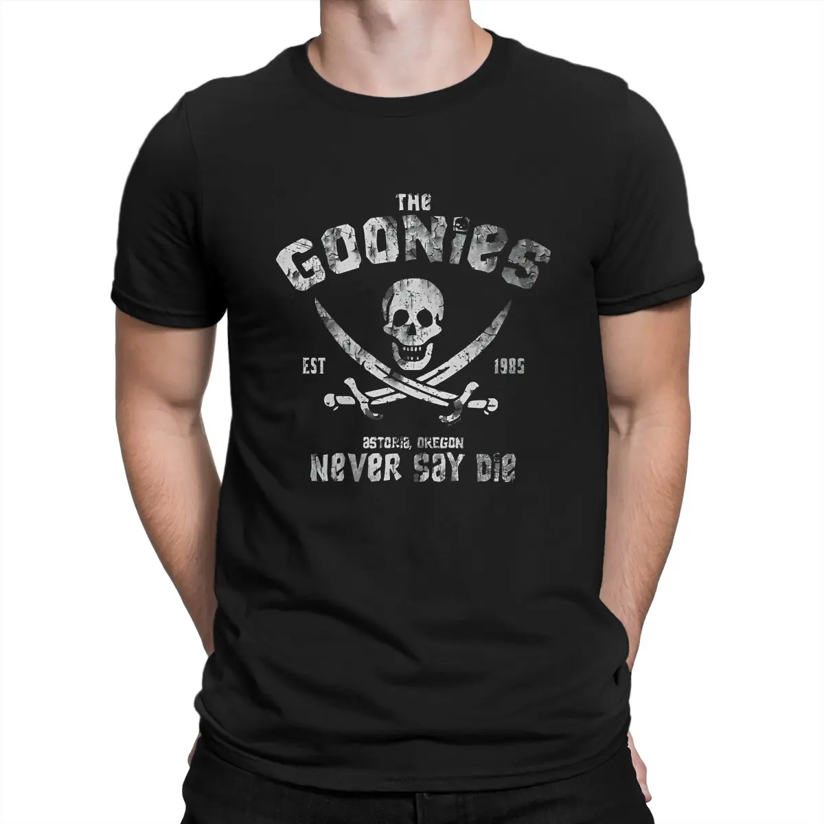 Men The Goonies Never Say Die Vintage T Shirts The Goonies Cotton Clothing Fashion Short Sleeve Round Neck Tee Shirt Graphic