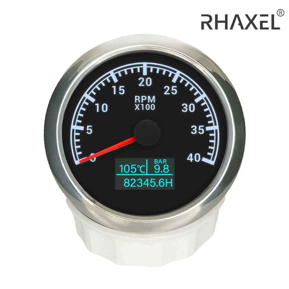 

RHAXEL 85 мм водонепроницаемый тахометр двигателя, 8000 об/мин, набор манометров с давлением масла, температура воды, счетчик часов 9-32 В, 7 подсветки