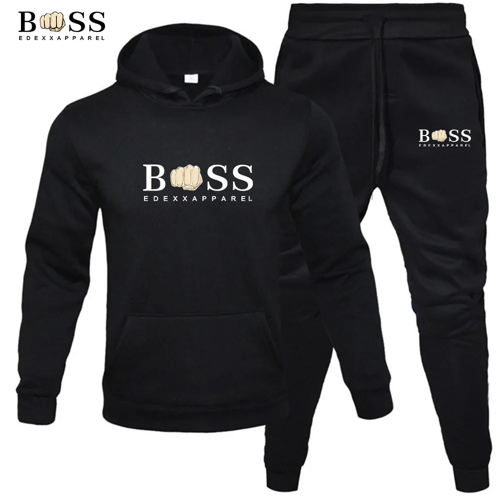 

Autumn And Winter Men's Zippered Jacket Hooded Pullover+sports Pants Sports Casual Jogging Sportswear Two-piece Set