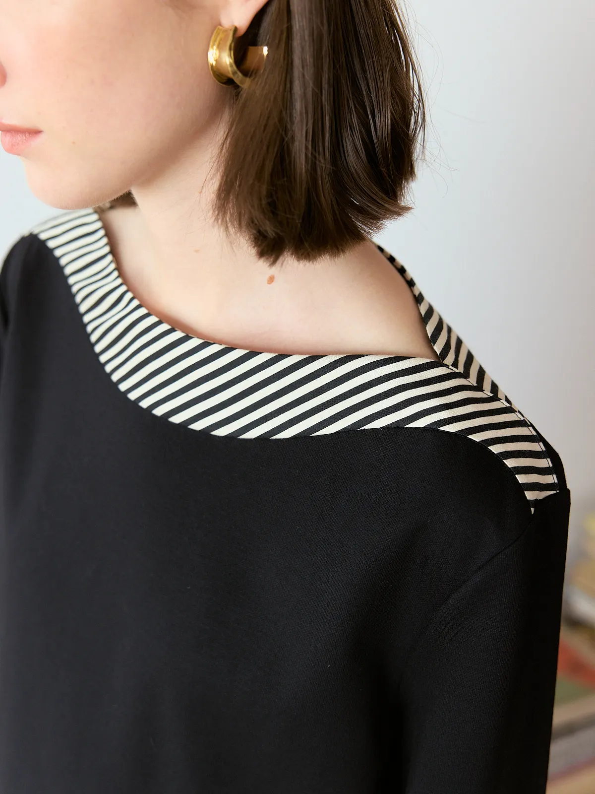 

Женский свитер с широким воротником в морскую полоску, свободного кроя, с длинными рукавами, из хлопка и полиэстера, для осеннего сезона