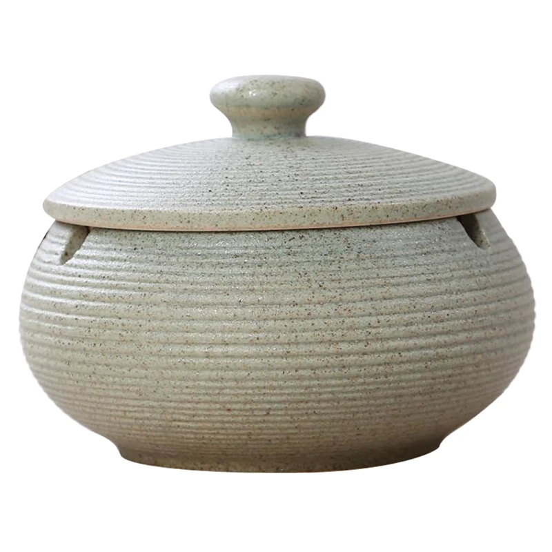 Ceramic Ashtray With Windproof Lid For Indoor Outdoor Use