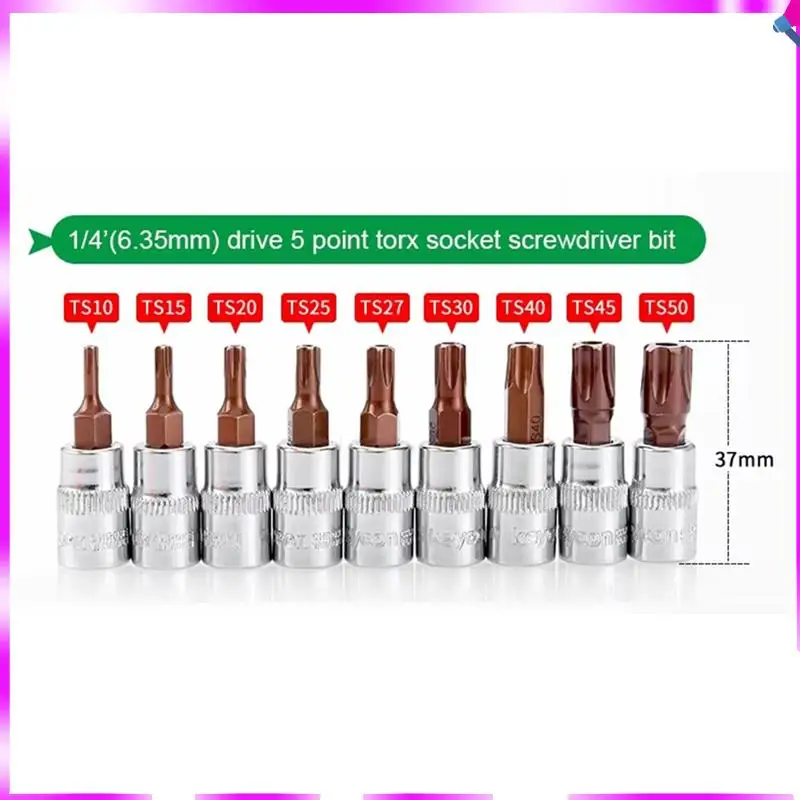 

N96R Pentalobe Screwdriver Bit Socket Set Pentalobe Screwdriver Bit Set TS10-TS50 Hand Tools 1/4 Inch Drive Socket Withstorage H