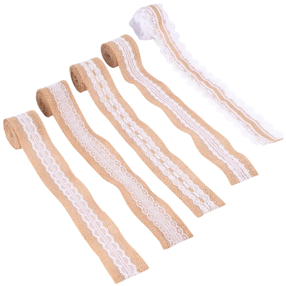 

5pcs Linen Lace Rolls Cotton Rope Waxing Retro Diy Craft Accessories For Wedding Party Home Decoration Burlap Ribbon