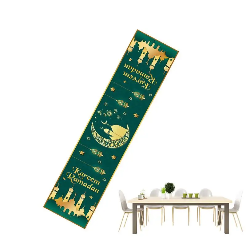 

Eid Table Cover Eid Mubarak Tablecloth Ramadan Decoration Decorative Reusable Eid Holiday Moon Star Table Cover Party Supplies