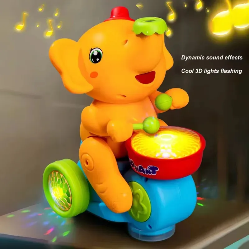 TOPMAYA الموسيقية المشي الفيل الطبال لعب للطفل لعبة موسيقية مع مصباح ليد الموسيقى النشاط الحسي لعب تعلم التعليمية #2