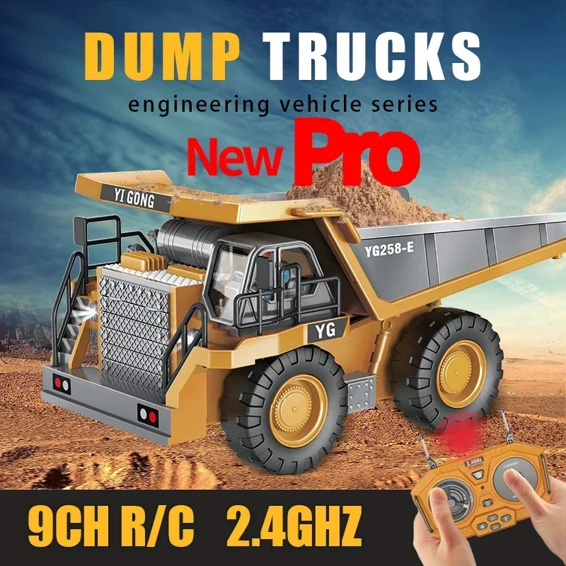 

1:24 9CH RC Alloy Dump Truck Car Engineering Vehicle Forklift Heavy Excavator Remote Control Car Toys for Boys Children's Gifts