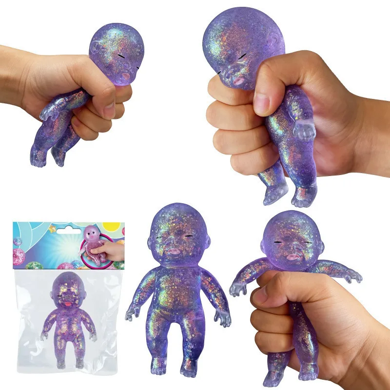 1 14cm sparkling silicone baby squeeze toy with soft and comfortable texture, slow rebound stress relief plush toy