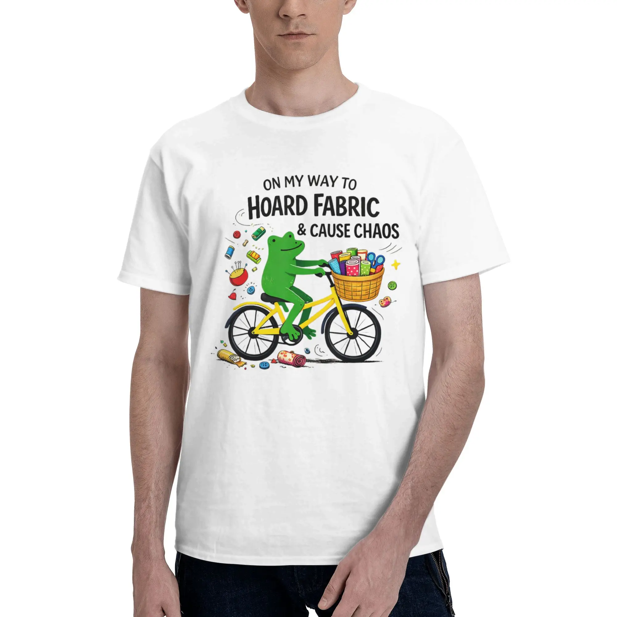 Men Women Graphic On My Way to Hoard Fabrics and Cause Chaos T Shirt Tee Pure Cotton  T-shirts Clothes
