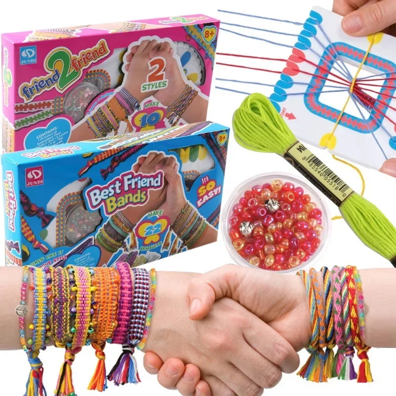 Amizade Pulseira Fazendo Kit para Meninas, Artesanato para Meninas, String Pulseira Maker, Artesanato Banda, Tecido à Mão, DIY Presente de Aniversário