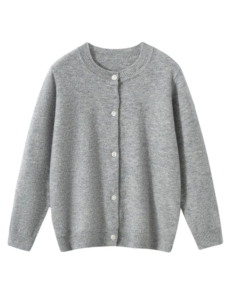 Children's Wool Sweater O-neck Cardigan Autumn Winter Boys Girls Basic Simple 100% Merino Wool Knitwear Kids Casual Clothing Top view 5