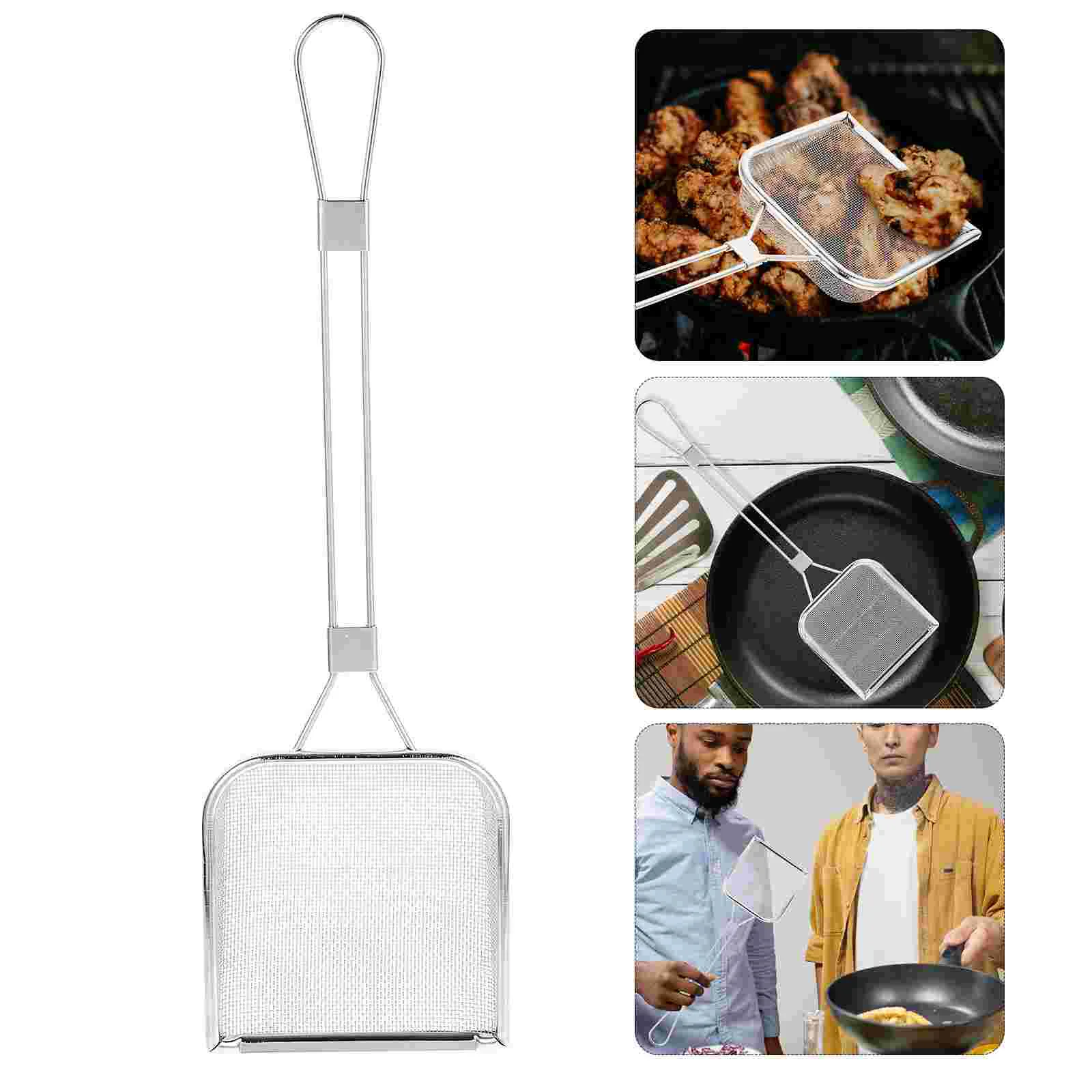 

Fryer Oil Residue Skimmer Spoon Strainer French Fries Slotted Stainless Steel Ladle Food Silver Colander