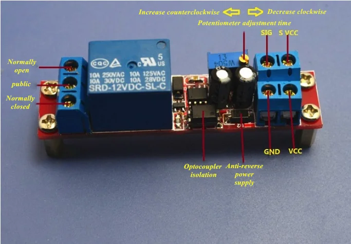 1X DC 12V Adjustable Signal Trigger Timing Timer Delay Turn Off Delay Timer Switch Automatic Start Relay Module W/ Optocoupler