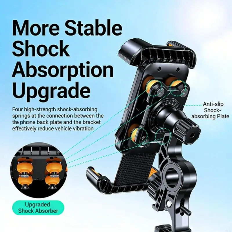 

Universal Motorcycle Bike Phone Mount with Shock Absorption & 360 Degree Rotations for 4.7 to 6.8 Inch Smartphones 896C