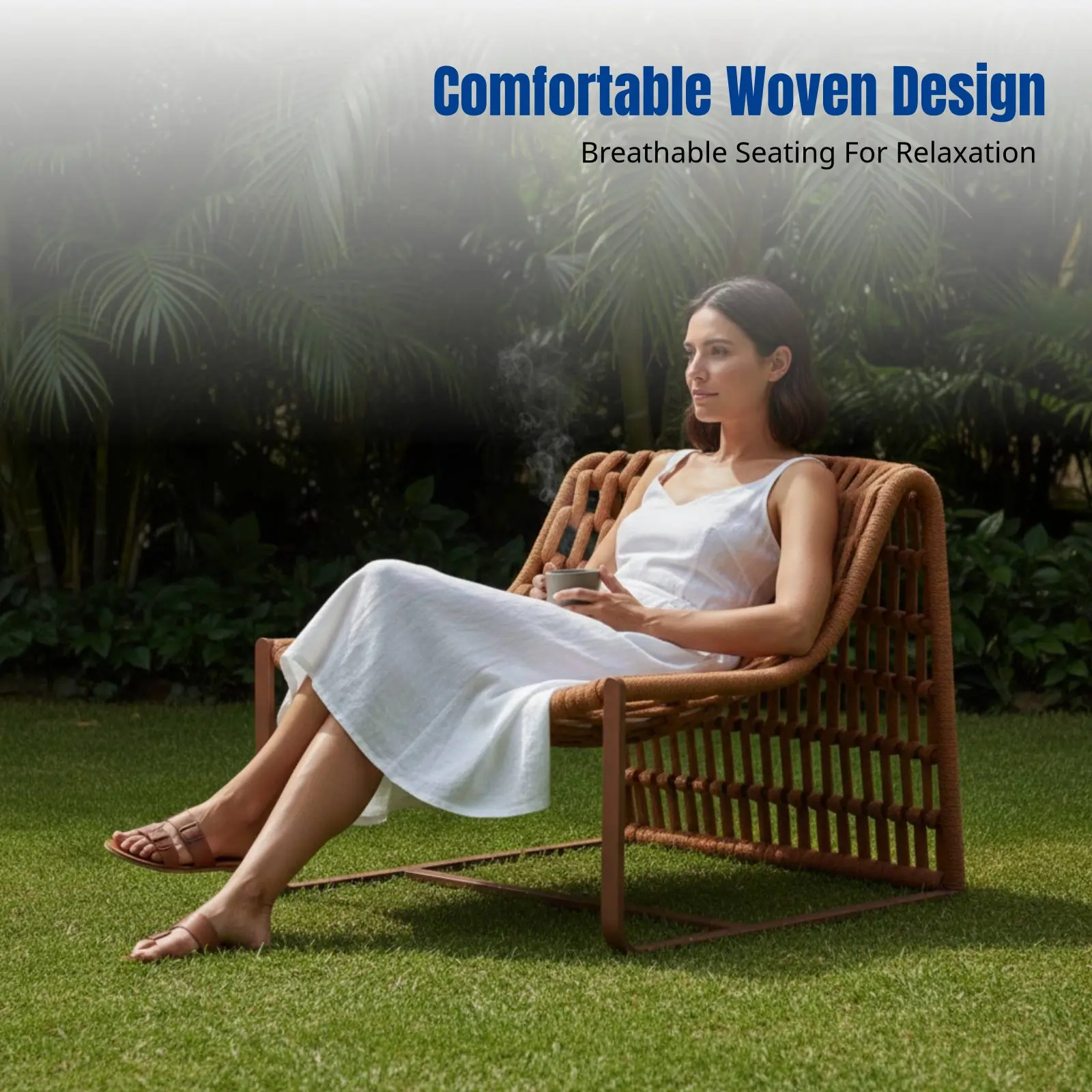 

Креативное уличное кресло-реклайнер, минималистичный ротанговый одноместный диван, алюминиевый каркас, для патио, отеля, гостевого дома