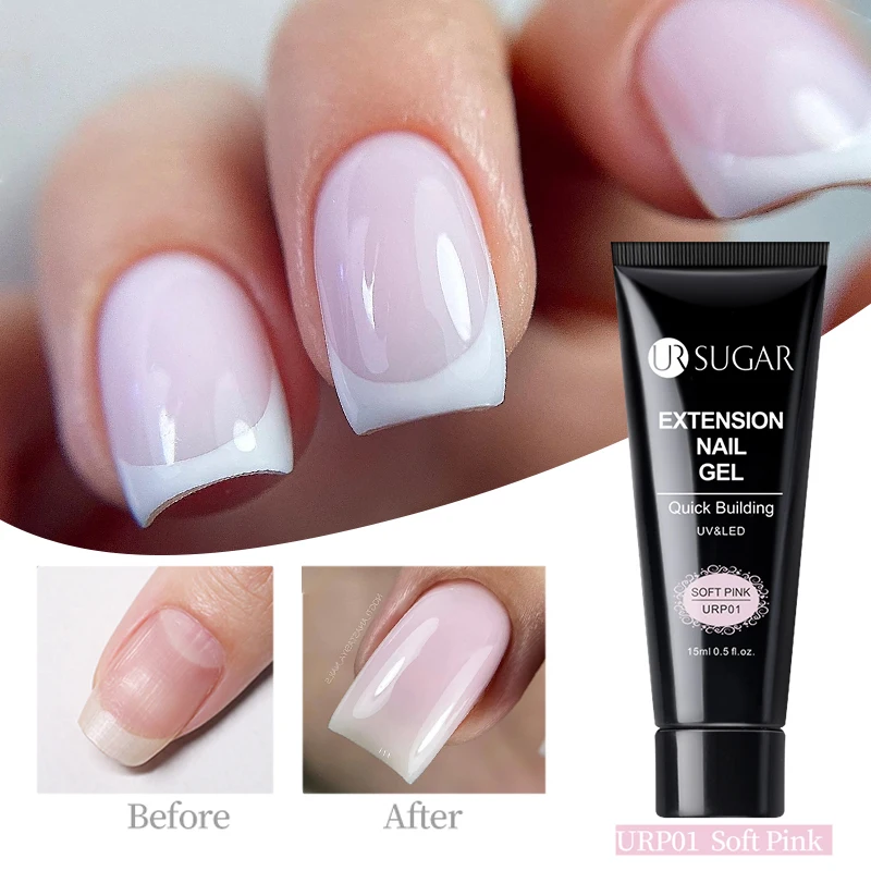 UR SUGAR 15ml Extension Nail Gel Polish Acrylic UV Construction Gel White Clear Nude Soak Off Building Prolong Nails Hard Gel