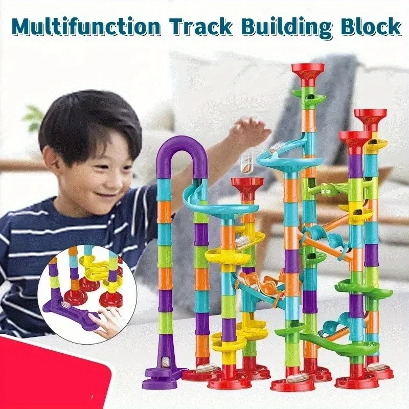 Blocs de construction de piste de course en marbre pour enfants, labyrinthe 3D, rouleau de balle, jouet, bricolage, ensemble de dessous de verre de course, cadeau