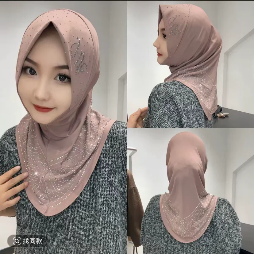 Muzułmańskie aplikacje z różą rozcięcia po bokach hidżabów Instant Easy Cover