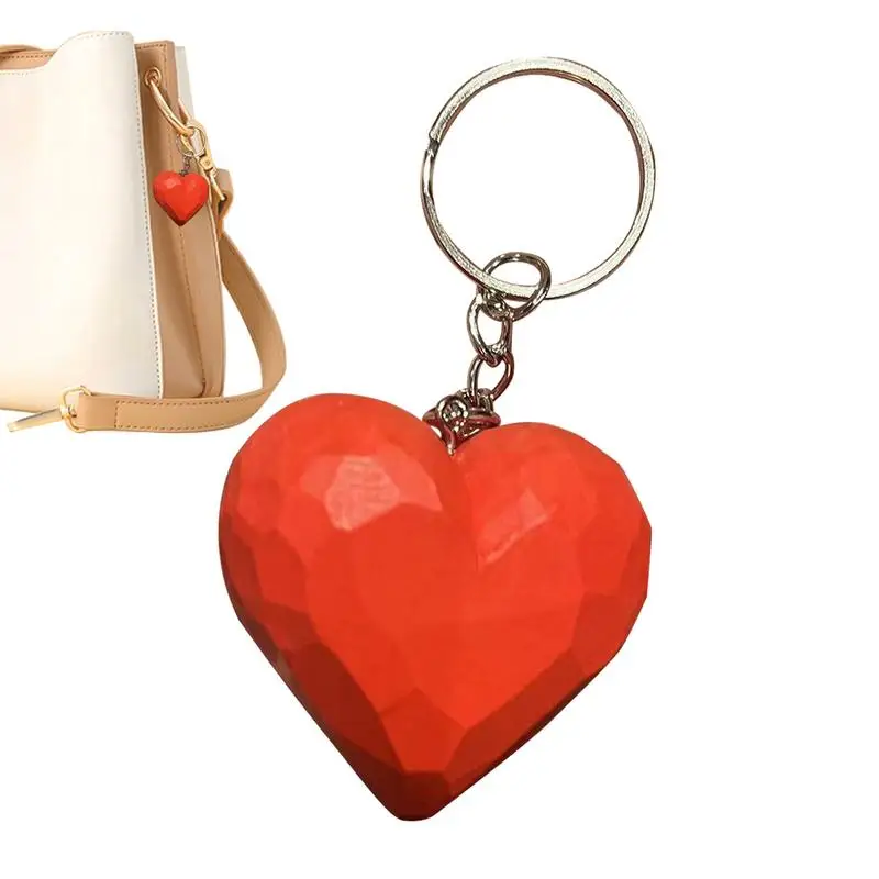 Red Heart Keychain Pendant Red Wooden Keychain Pendant Bag Pendants Handmade Bag Accessories Multi-Purpose Small Car Pendant For