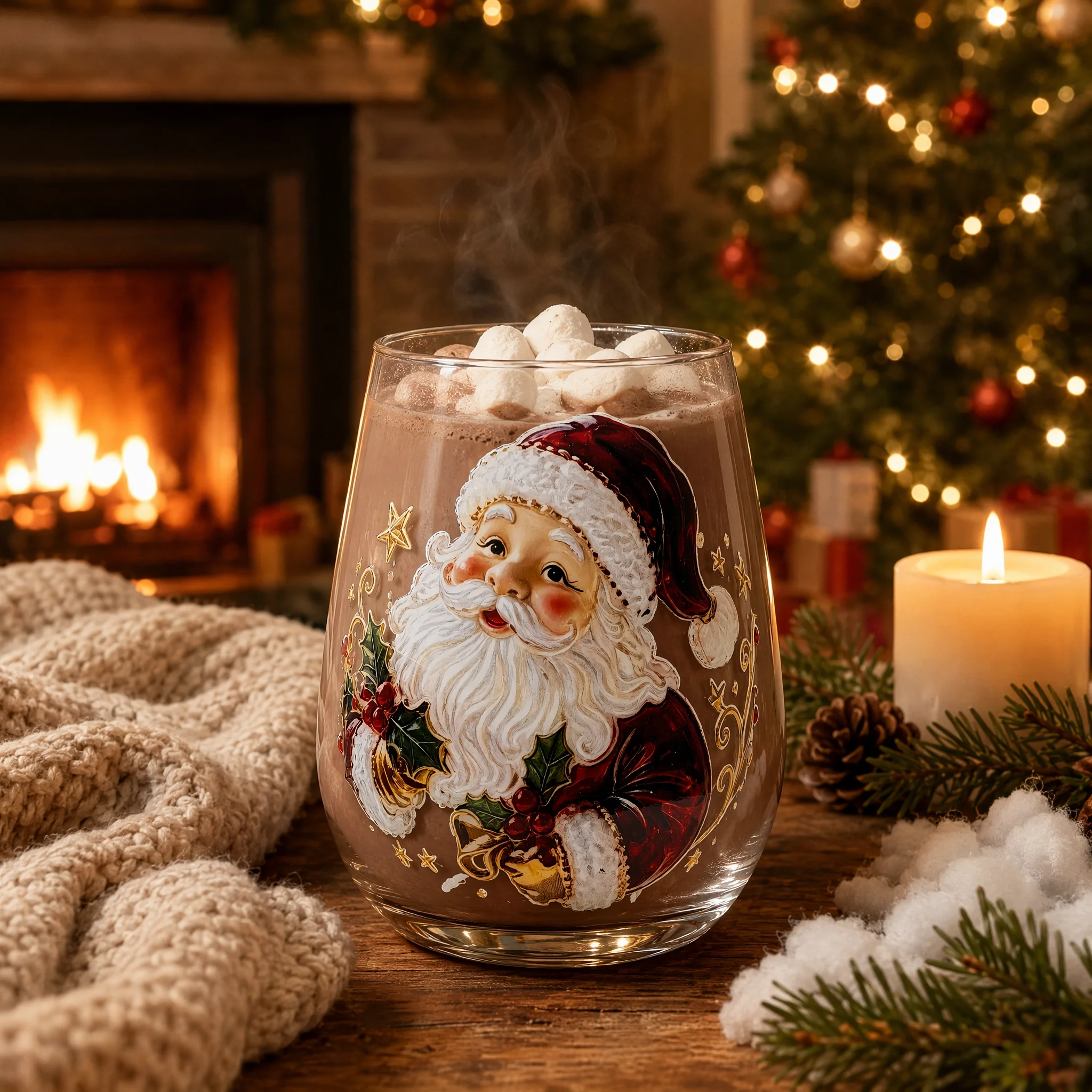 Festive Christmas Atmosphere Cocktail Cup Santa for SNOWMAN Holiday Tree Glass Whiskey Drinkware Gift Decor