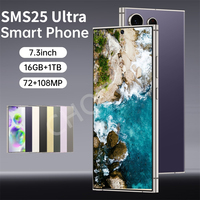 New SMS25 Ultra Cellphones Original Smartphone 7.3HD Android Cell Phone 2025 Snapdragon 8 gen3 Smart Mobile Phones 5G Dual SIM