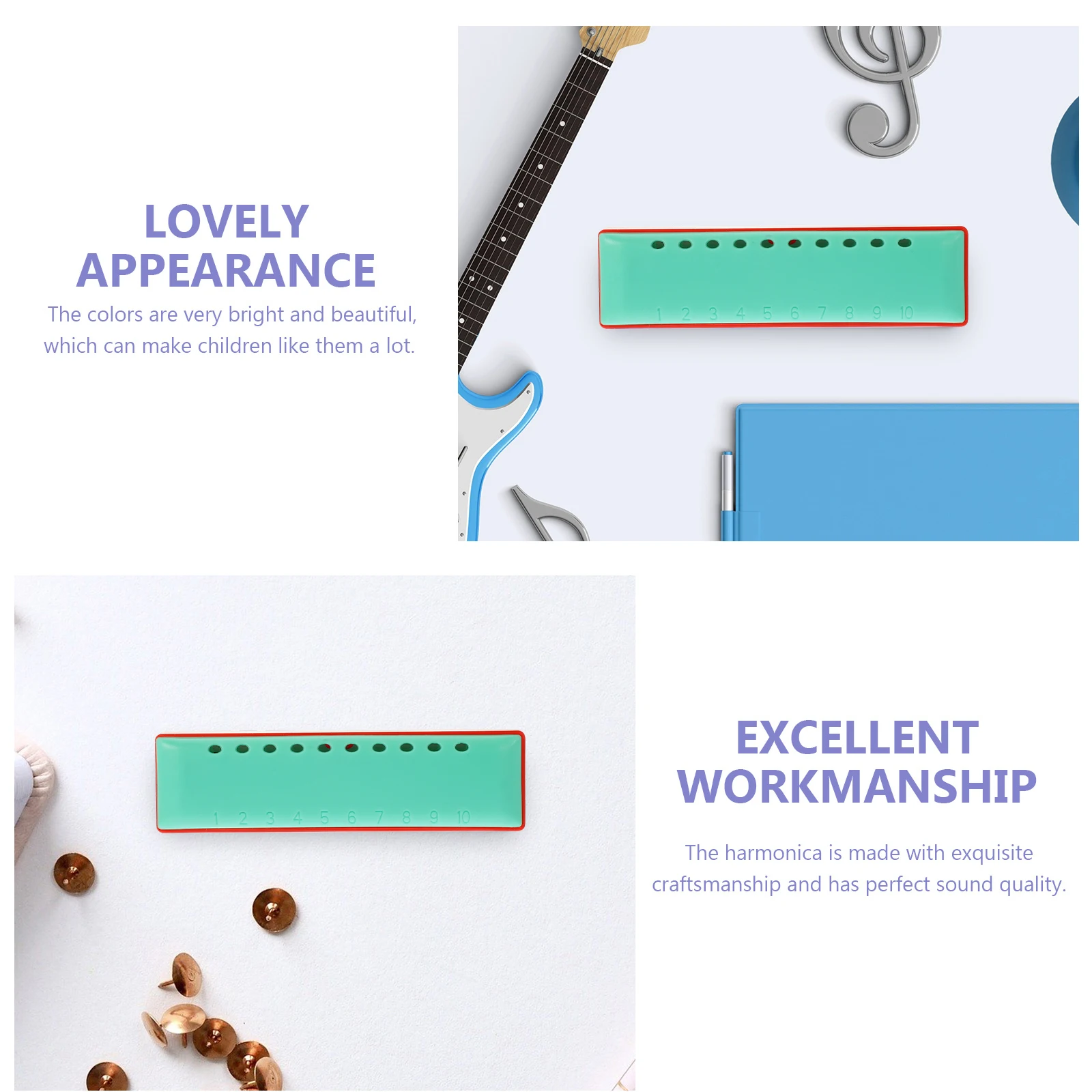 

10 Hole Mini For Beginners Adults Lightweight Portable Practice Musical Instrument Sturdy Design Gift Idea Harmonica For