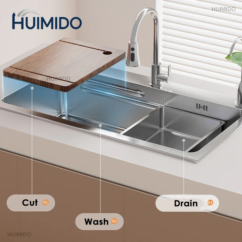 304 Stainless Steel Kitchen Sink With Faucet Single Bowl Basin Workstation Topmount Silvery Sink With Cup Washer