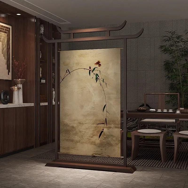 new Chinese-style classical bamboo screen partition, guest dining room entrance tea room blocking bedroom seat screen