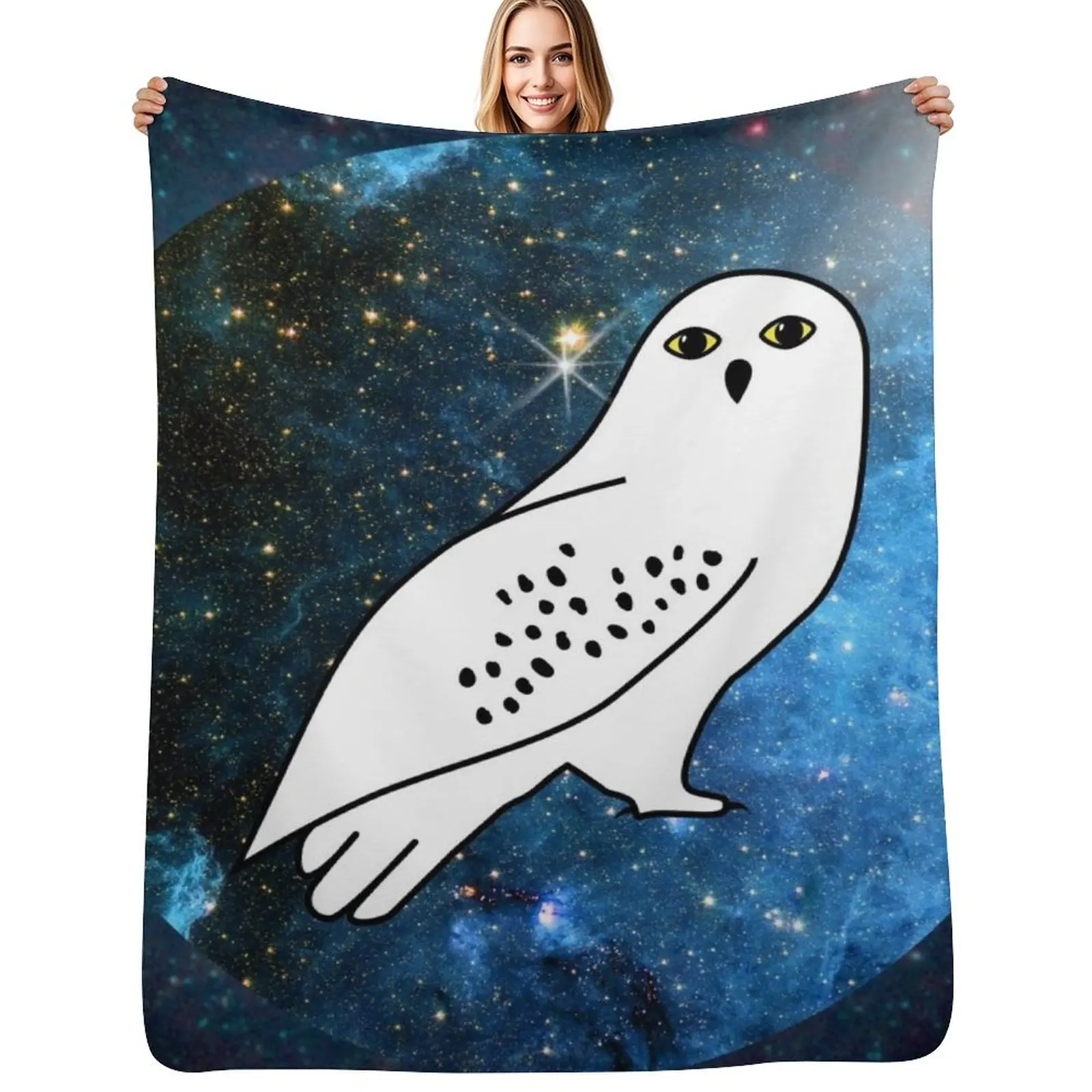 

White owl Throw Blanket Machine Washable Soft Warm Blanket