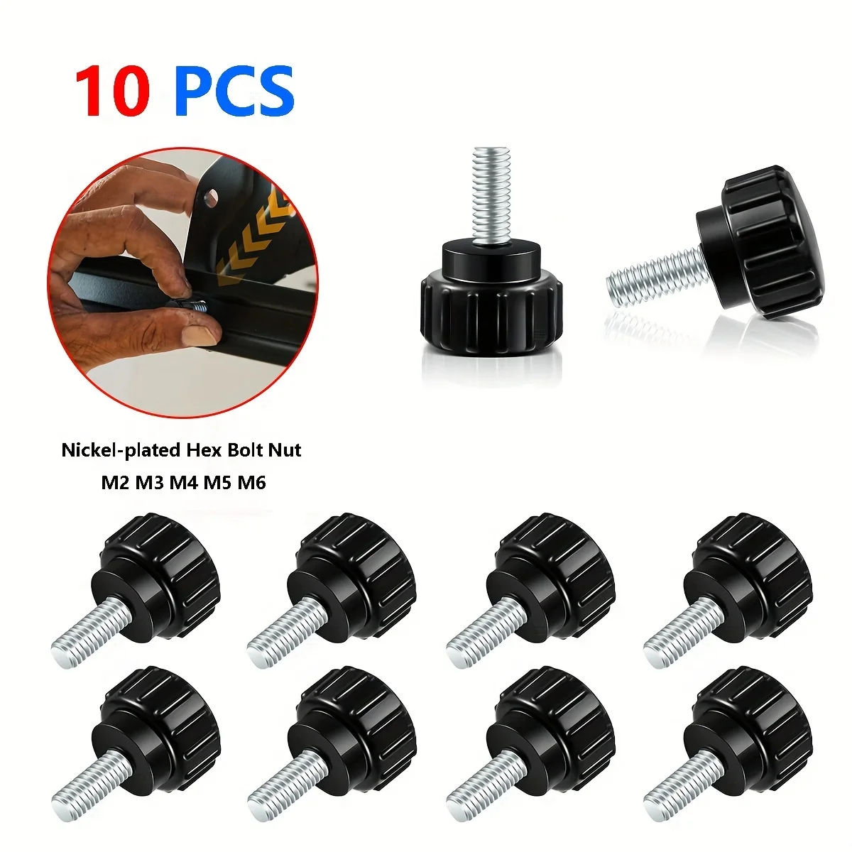 10pcs M4 Self-Locking Plug Head Bolts, Grade 8.8 Threaded Fasteners Suitable for Mechanical Assembly, Furniture, DIY